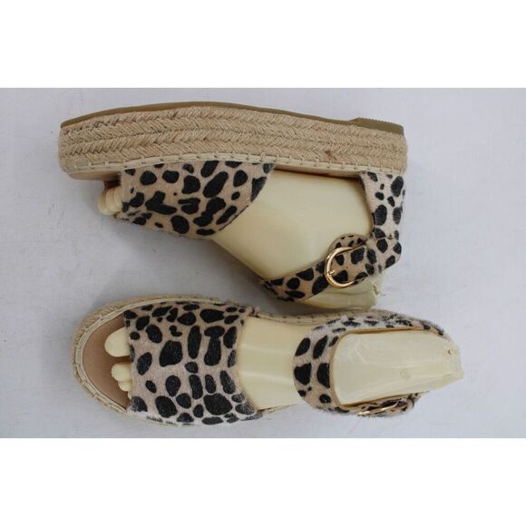 Bella Marie Leopard Espadrilles Size 8 Women's Peep Toe - Picture 2 of 11